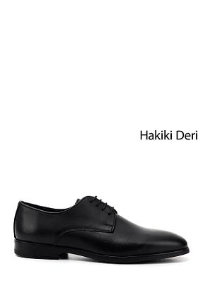 کفش کلاسیک مشکی مردانه چرم خالص GÖNDERİ(R) - کد 927650253