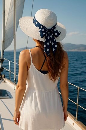 کلاه سفید زنانه حصیر Axesoire - کد 822361365