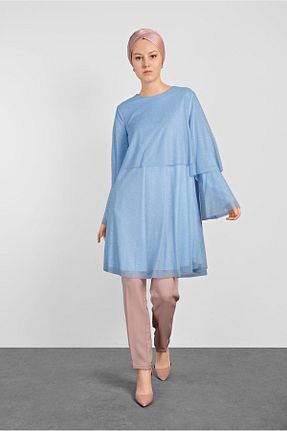 تونیک حجاب آبی زنانه پلی استر Alvina - کد 872832187