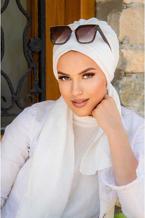 کلاه شنای حجاب سفید زنانه Aişe Tesettür - کد 681059684