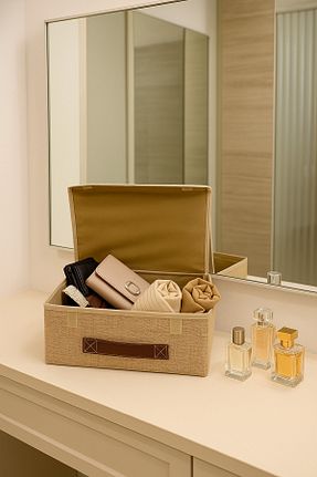 جعبه نگداری بژ پارچه harev home collection - کد 787553388