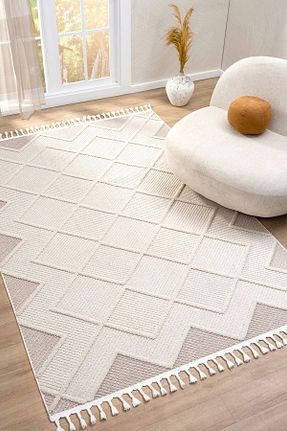 فرش بژ قابل شستشو Eliz Home - کد 670806752