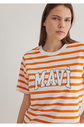 تیشرت نارنجی زنانه یقه دوچرخه Mavi - کد 901401757