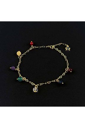 خلخال جواهر رنگی زنانه روکش طلا OSMANLI DOĞAL TAŞ - کد 331896785