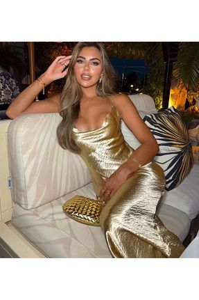 لباس مجلسی و فارغ التحصیلی طلائی زنانه ساتن FASHION COCKTAIL - کد 164159022