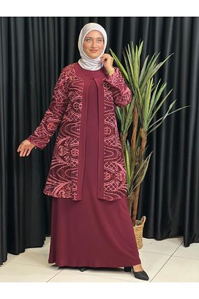 لباس حجاب زرشکی زنانه سایز بزرگ Butik büyük beden - کد 951749386