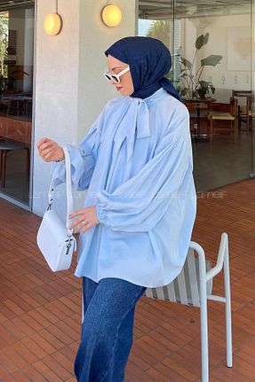 تونیک حجاب آبی زنانه ویسکون lamelif - کد 952224996