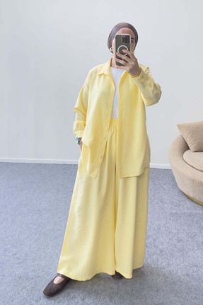 ست بالاتنه و پائین تنه زرد زنانه بافتنی Hatun Atila - کد 951912803