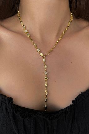 گردنبند استیل ( فولاد ) زرد زنانه استیل (فولاد) Okko Store - کد 952286008
