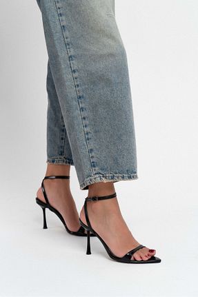 کفش پاشنه بلند کلاسیک مشکی زنانه چرم مصنوعی NİŞANTAŞI SHOES - کد 952312331