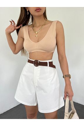 شلوارک و برمودا سفید زنانه فاق بلند Brenza - کد 952383959
