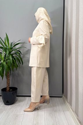 ست بالاتنه و پائین تنه حجاب بژ زنانه رگولار Ghisa - کد 952394391