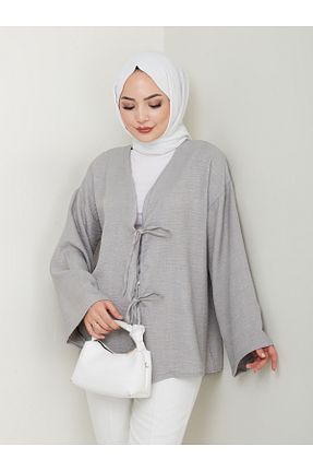 پیراهن حجاب طوسی زنانه رگولار AVK MODA - کد 952476606