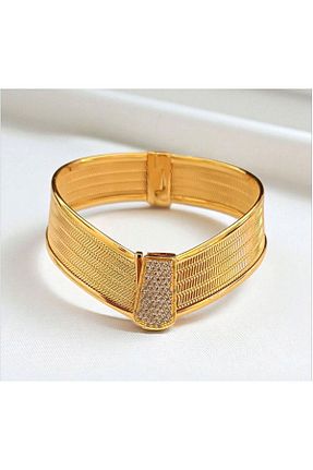 دستبند استیل (فولاد) زرد زنانه روکش طلا AKSESUARIM - کد 952664911