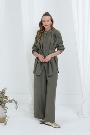 ست بالاتنه و پائین تنه حجاب خاکی زنانه رگولار Puane - کد 952830465