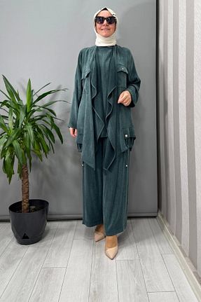 ست بالاتنه و پائین تنه حجاب سبز زنانه Relaxed Ghisa - کد 952995631