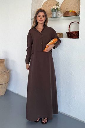 لباس قهوه ای زنانه بافتنی adba style - کد 953000887