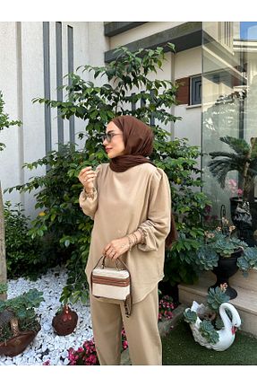 ست بالاتنه و پائین تنه بژ زنانه بافتنی Moda Lippa - کد 953079143