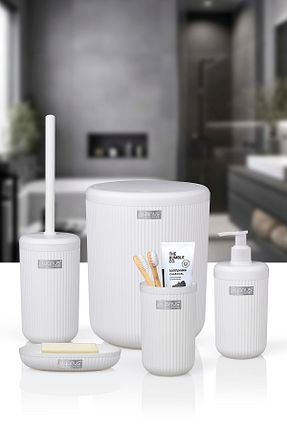 ست حمام سفید پلاستیک Okyanus Home - کد 653233537