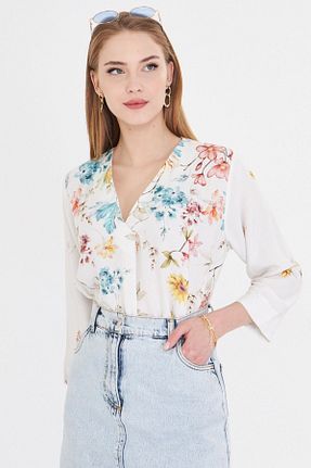 بلوز بژ زنانه گلدار armonika - کد 929250641