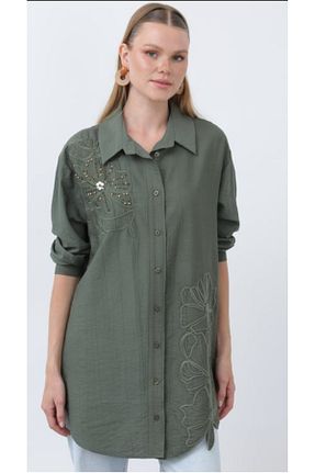 تونیک حجاب سبز زنانه مخلوط ویسکون Puane - کد 945650751