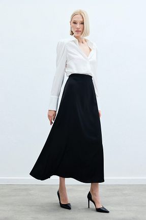 دامن مشکی زنانه پارچه Sateen - کد 841496309