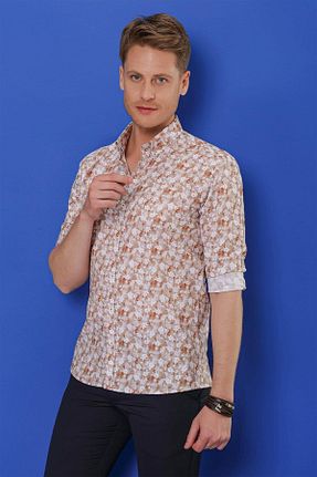 پیراهن قهوه ای مردانه اسلیم فیت Efor - کد 702639600