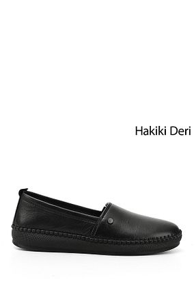 کفش کژوال مشکی زنانه چرم خالص GÖNDERİ(R) - کد 936923962