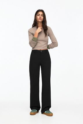شلوار مشکی زنانه پلی استر Pull & Bear - کد 650574134