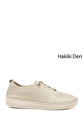 کفش کژوال بژ زنانه چرم خالص GÖNDERİ(R) - کد 937265068