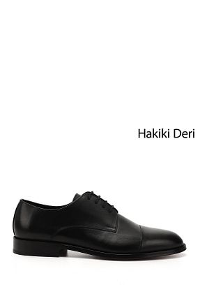 کفش کلاسیک مشکی مردانه چرم خالص GÖNDERİ(R) - کد 932109864