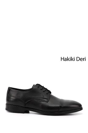 کفش کلاسیک مشکی مردانه چرم خالص GÖNDERİ(R) - کد 927650121