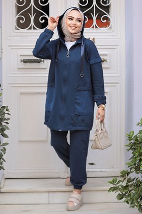 ست بالاتنه و پائین تنه حجاب سرمه ای زنانه رگولار Neva Style - کد 873841882