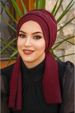 شال زرشکی زنانه پنبه پلی استر Aişe Tesettür - کد 827301598