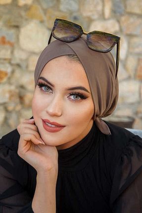 روسری قهوه ای ساتن Aişe Tesettür - کد 699216106