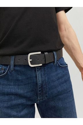 کمربند مشکی مردانه چرم خالص Jack & Jones - کد 850847261