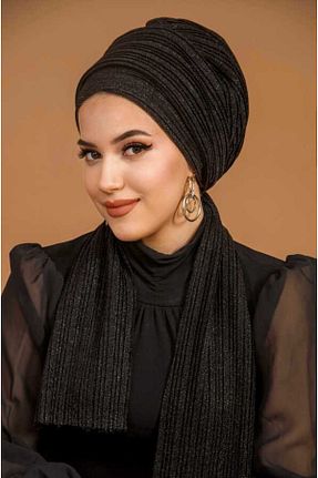 شال مشکی زنانه پنبه پلی استر Aişe Tesettür - کد 815619253
