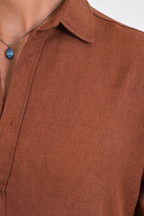 پیراهن قهوه ای مردانه رگولار Redline - کد 810118213