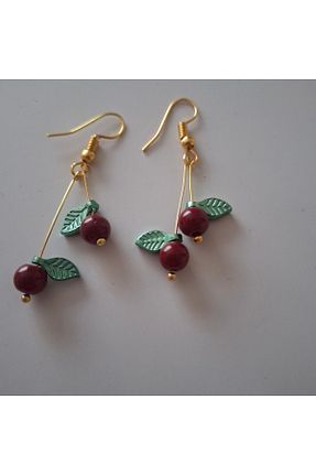 گوشواره جواهر زرشکی منجق azra takı tasarım - کد 271503986