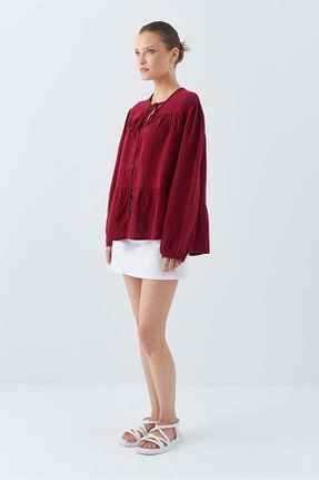 پیراهن زرشکی زنانه گشاد Mixray - کد 897722760