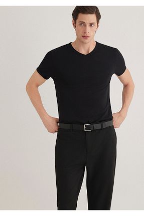 تیشرت مشکی مردانه یقه هفت Mavi - کد 222346