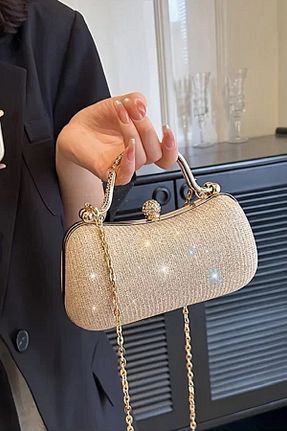کیف مجلسی طلائی زنانه پارچه ای Famels - کد 928170550