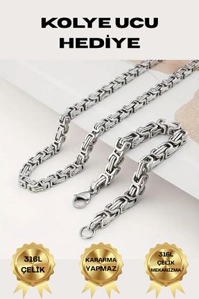 گردنبند استیل ( فولاد ) طوسی مردانه استیل (فولاد) Satürn Silver Kuyumculuk - کد 950523087