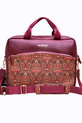 کیف لپ تاپ و مدارک زرشکی زنانه چرم مصنوعی worken - کد 334692789