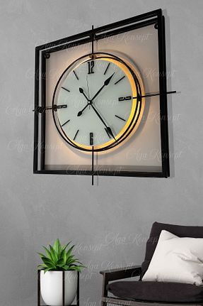ساعت دیواری مشکی 60 x 60 AGA KONSEPT - کد 832399415