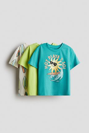 تیشرت فیروزه ای بچه گانه رگولار H&M - کد 936725344