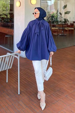 تونیک حجاب سرمه ای زنانه ویسکون lamelif - کد 952225061