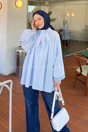 تونیک حجاب آبی زنانه ویسکون lamelif - کد 952224996