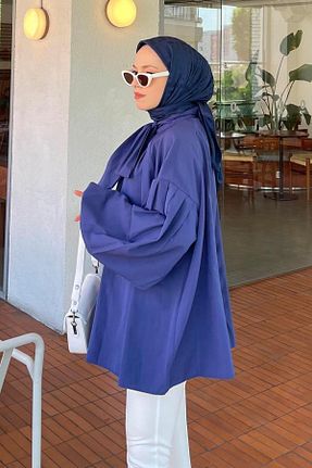 تونیک حجاب سرمه ای زنانه ویسکون lamelif - کد 952225061