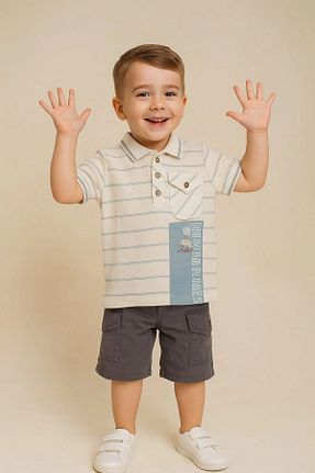 ست بالاتنه و پائین تنه بژ بچه گانه بافت iklimix - کد 952228567